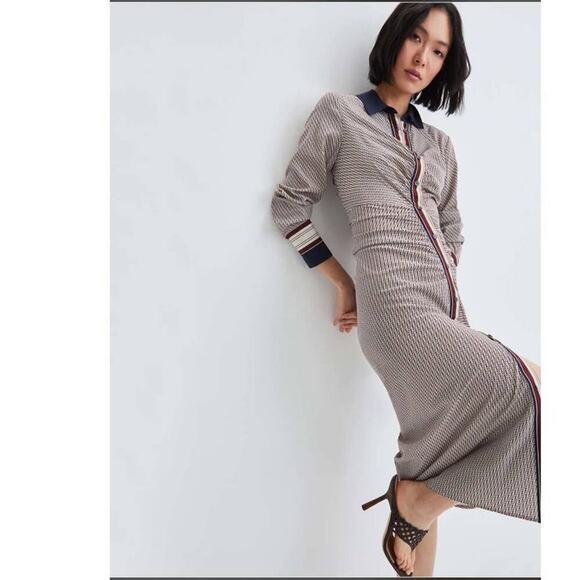 Veronica Beard Silk Print Button Front Shirt Midi Dress Women's Size 10 NWT - Picture 6 of 13